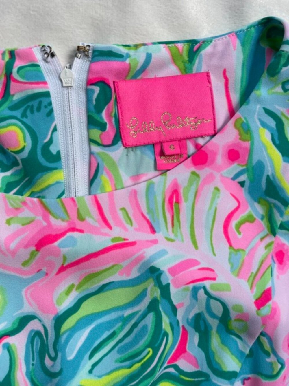 Lilly Pulitzer Women's Ruffle Wrap Bow Tie Knee Length Dress, Green, Size 6 - Picture 5 of 9